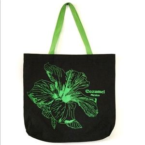 Cozumel Mexico Medium Hibiscus Beach Shopping Bag Tropical Vacation Holiday Bag